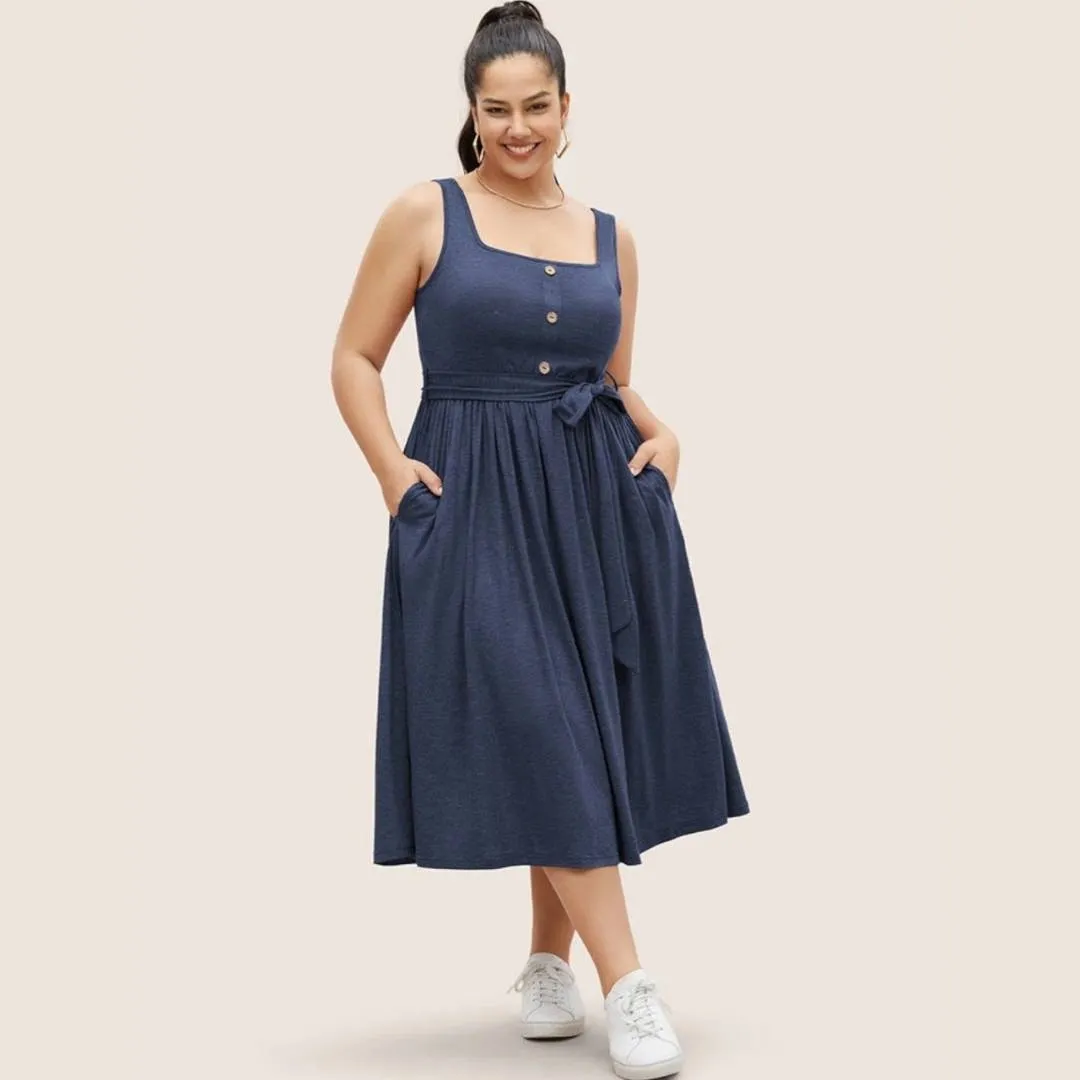 Odelia™ | Casual Belted Midi Dress