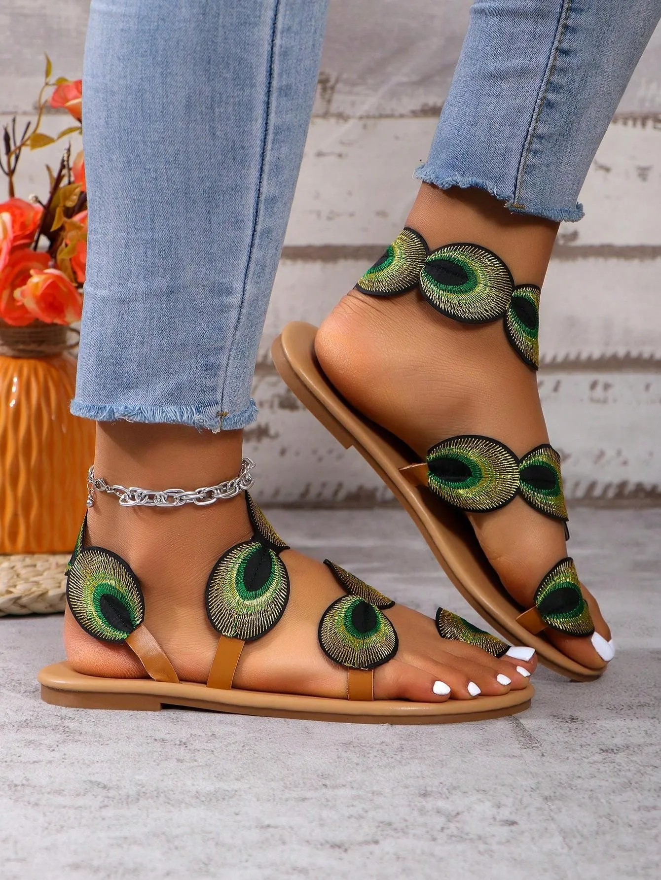 Oh So Precious Peacock Sandals