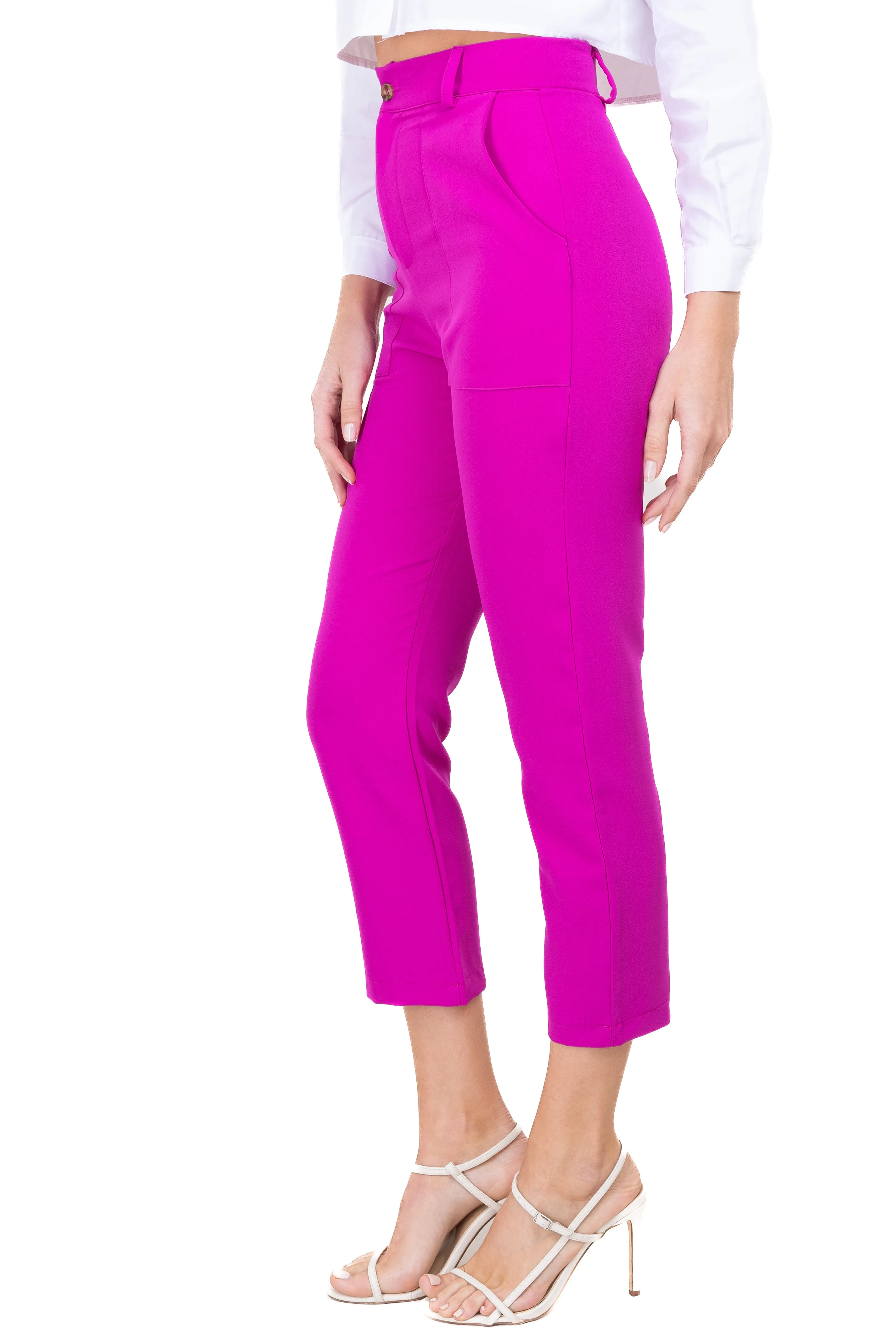 Pantalón Cintura Alta Capri Bolsas