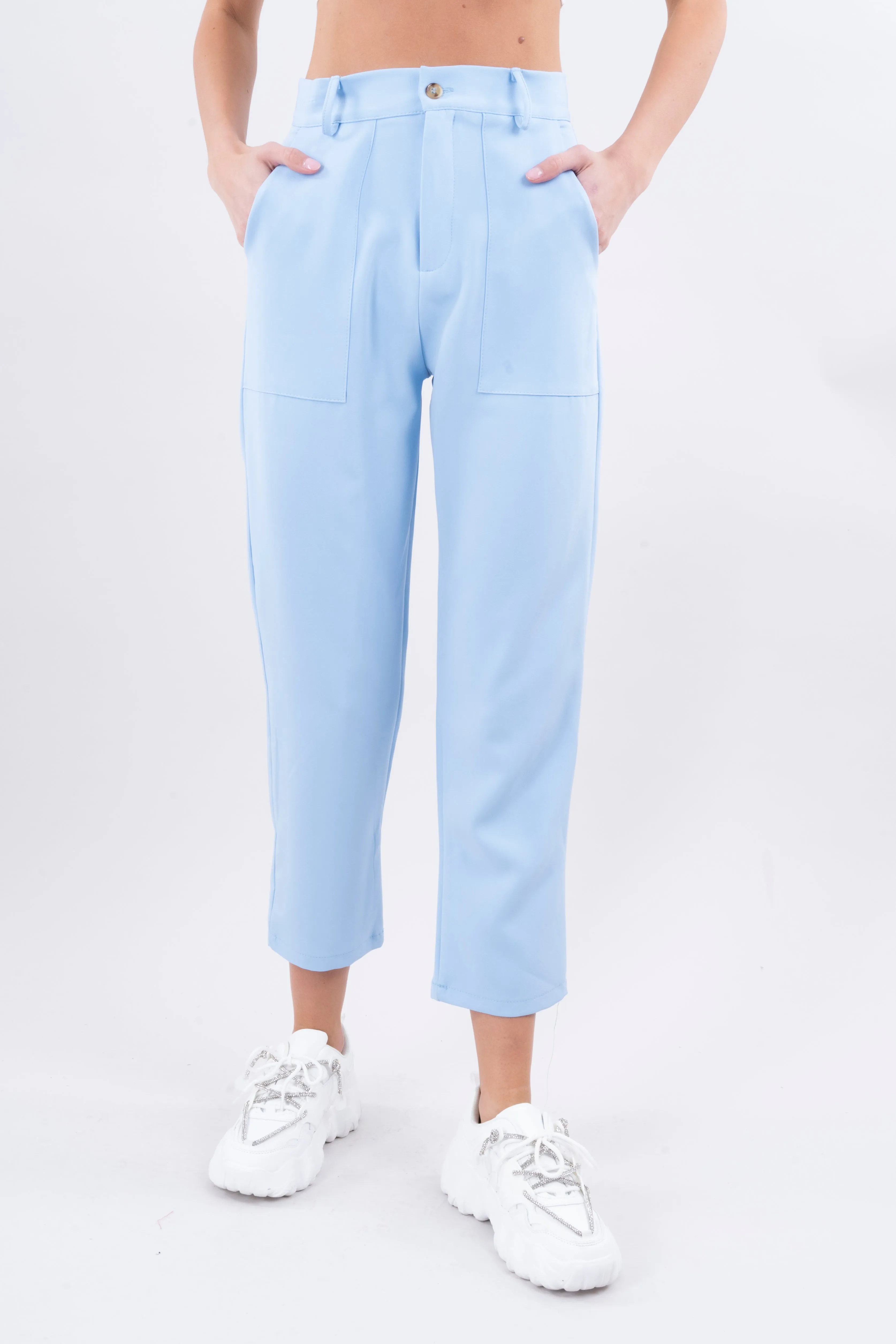 Pantalón Cintura Alta Capri Bolsas