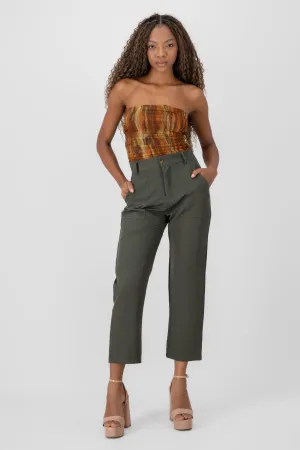 Pantalón Cintura Alta Capri Bolsas