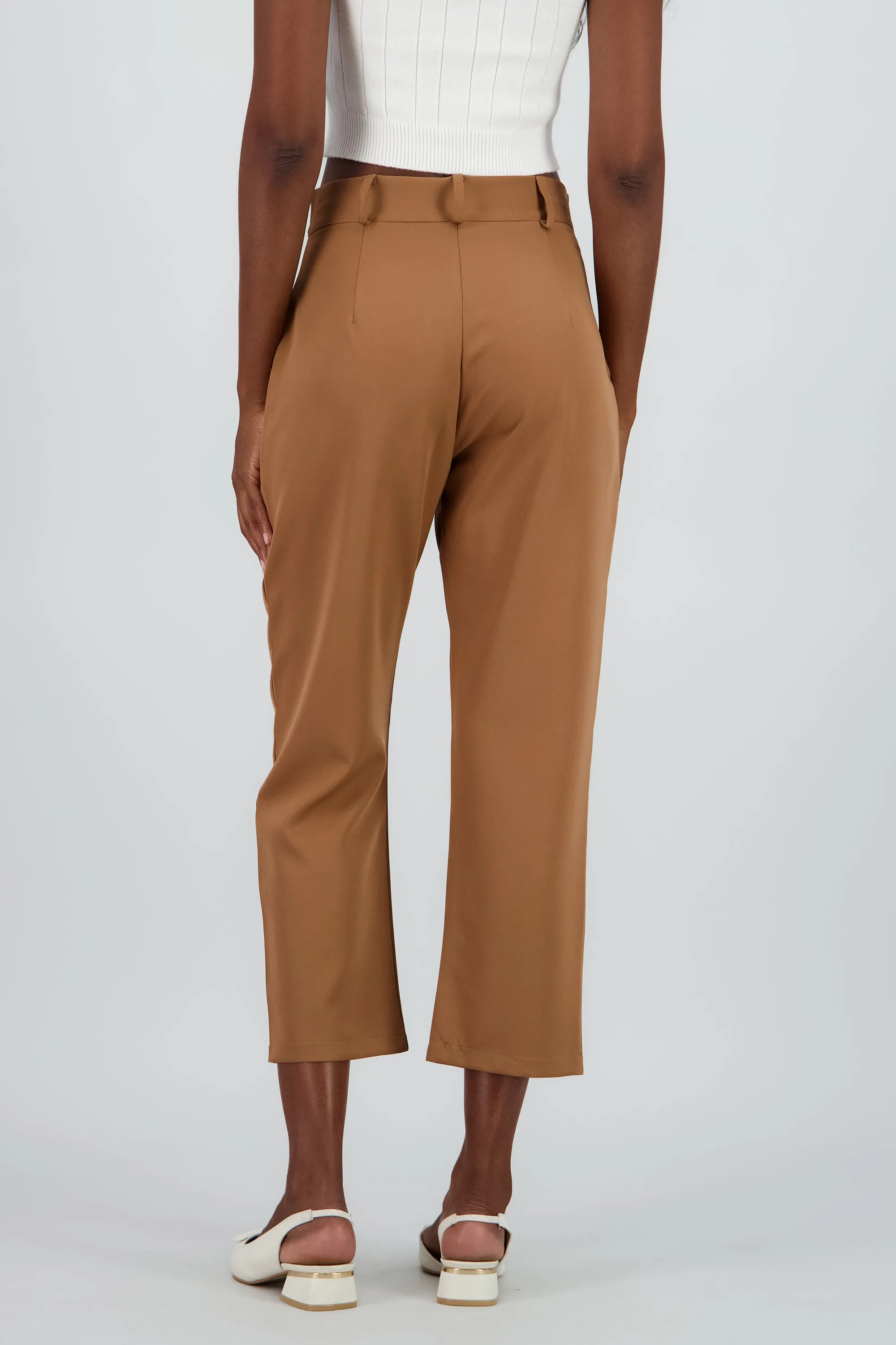 Pantalón Cintura Alta Capri Bolsas