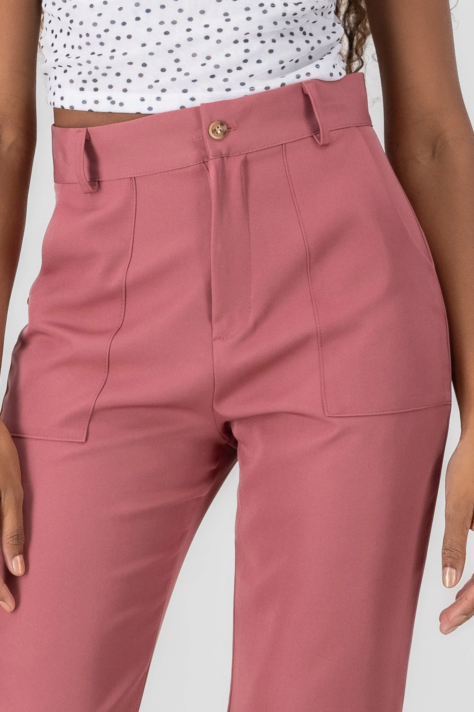 Pantalón Cintura Alta Capri Bolsas