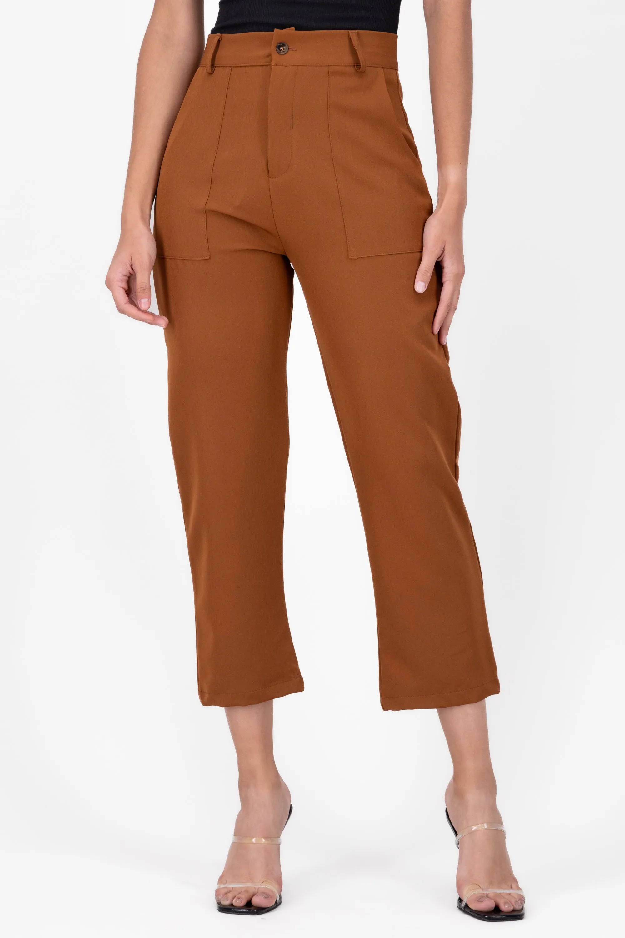 Pantalón Cintura Alta Capri Bolsas