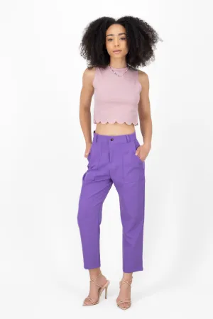 Pantalón Cintura Alta Capri Bolsas