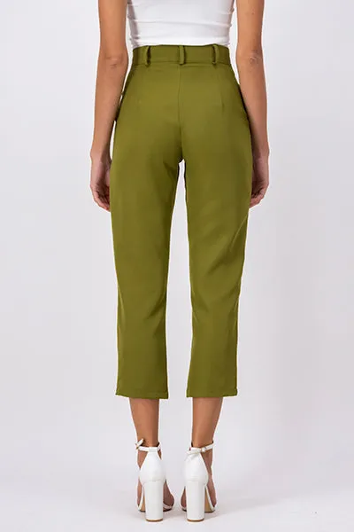 Pantalón Cintura Alta Capri Bolsas