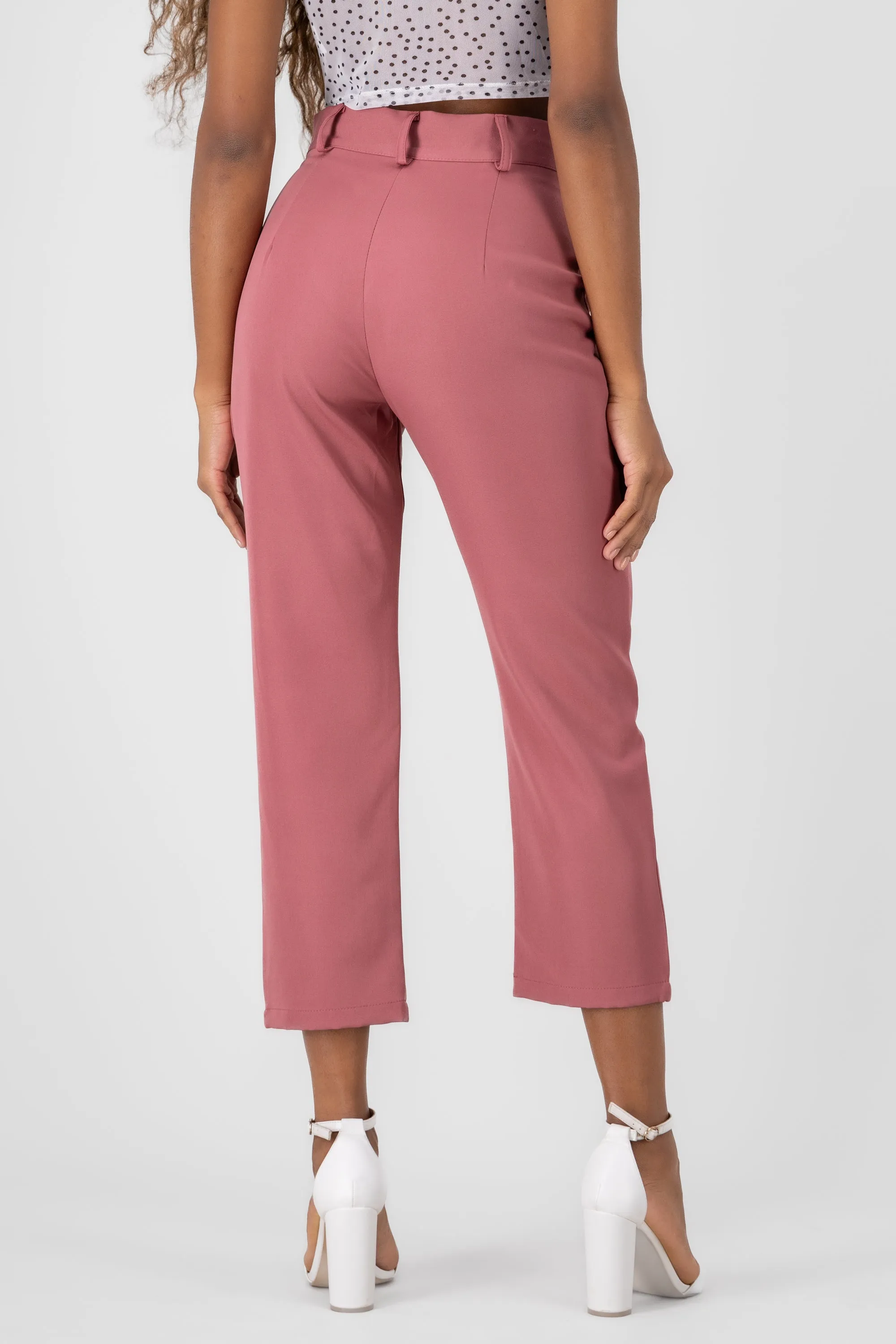 Pantalón Cintura Alta Capri Bolsas
