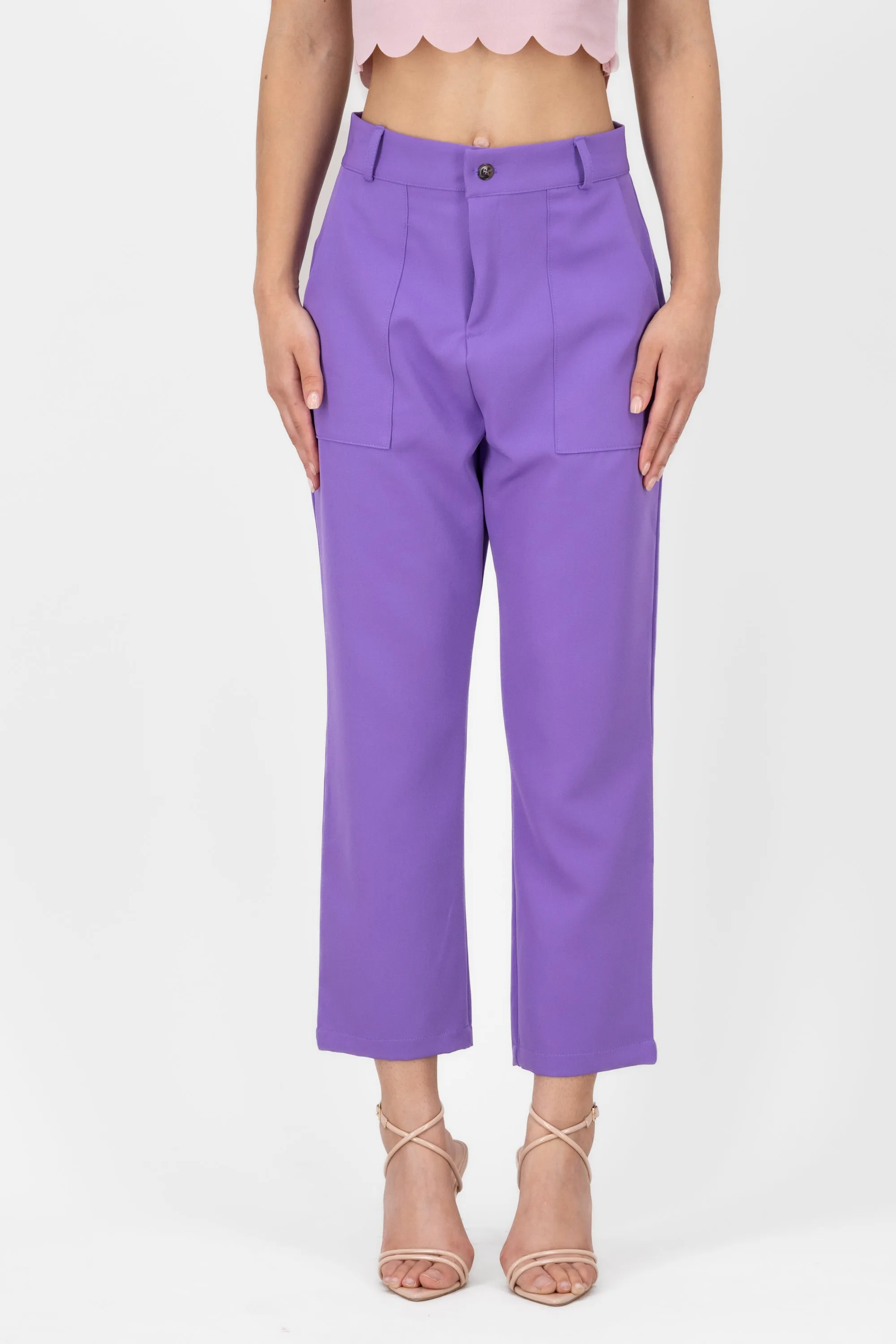 Pantalón Cintura Alta Capri Bolsas