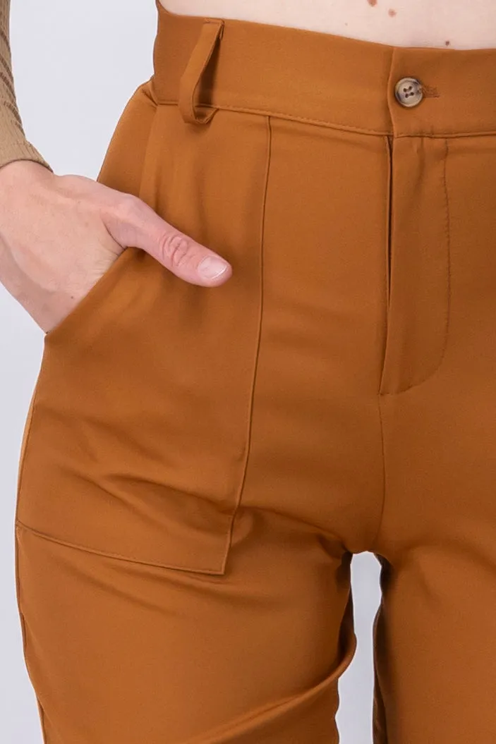 Pantalón Cintura Alta Capri Bolsas