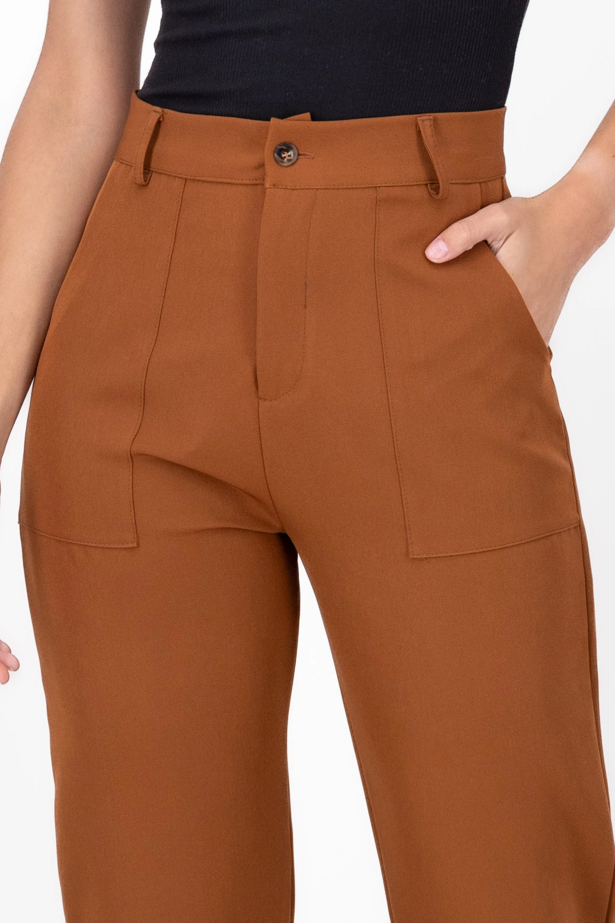 Pantalón Cintura Alta Capri Bolsas