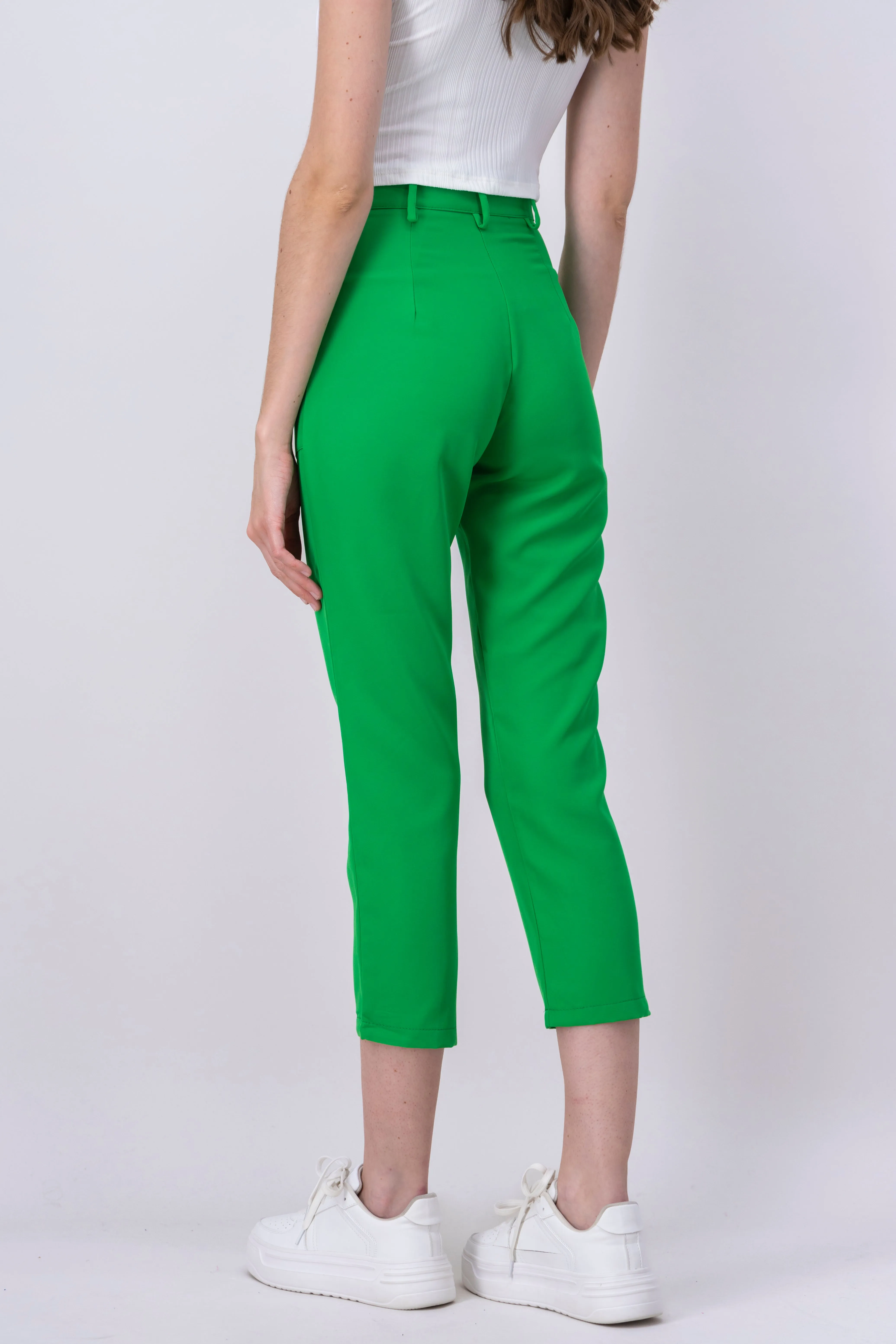 Pantalón Cintura Alta Capri Bolsas