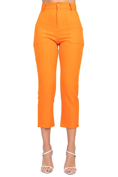 Pantalón Cintura Alta Capri Bolsas