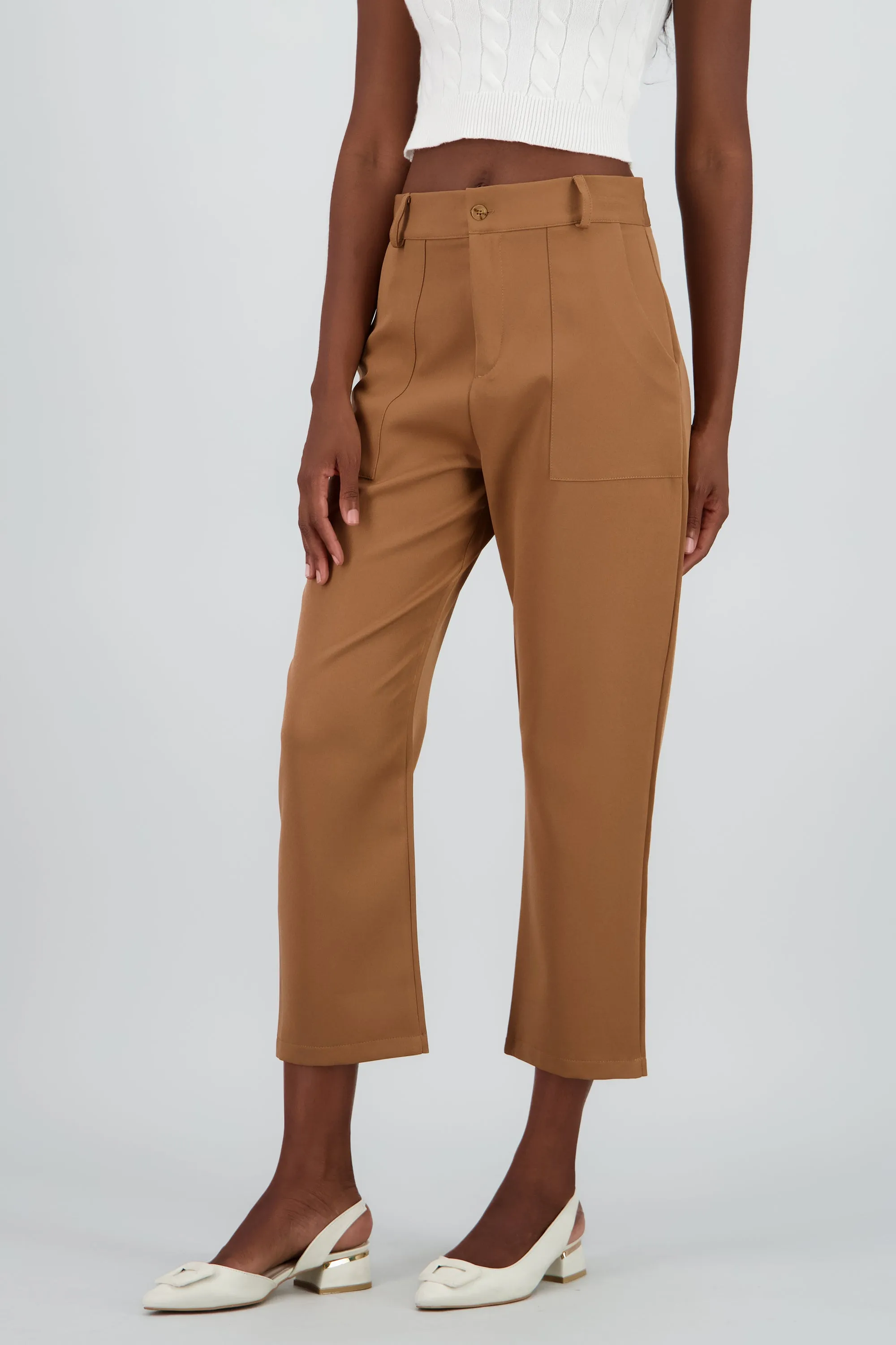Pantalón Cintura Alta Capri Bolsas