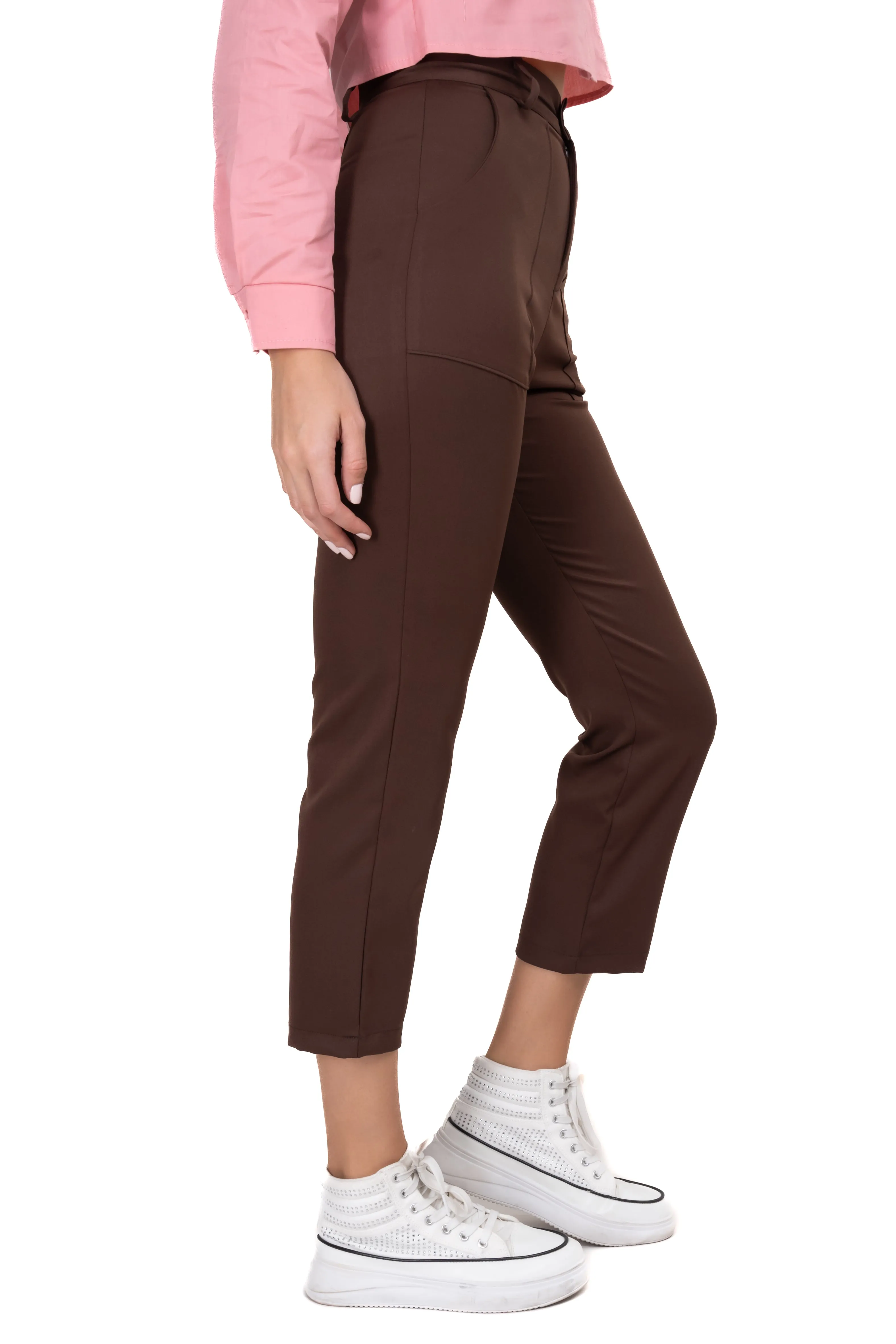 Pantalón Cintura Alta Capri Bolsas