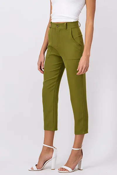Pantalón Cintura Alta Capri Bolsas