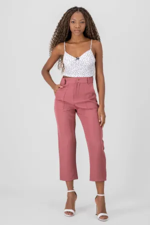 Pantalón Cintura Alta Capri Bolsas