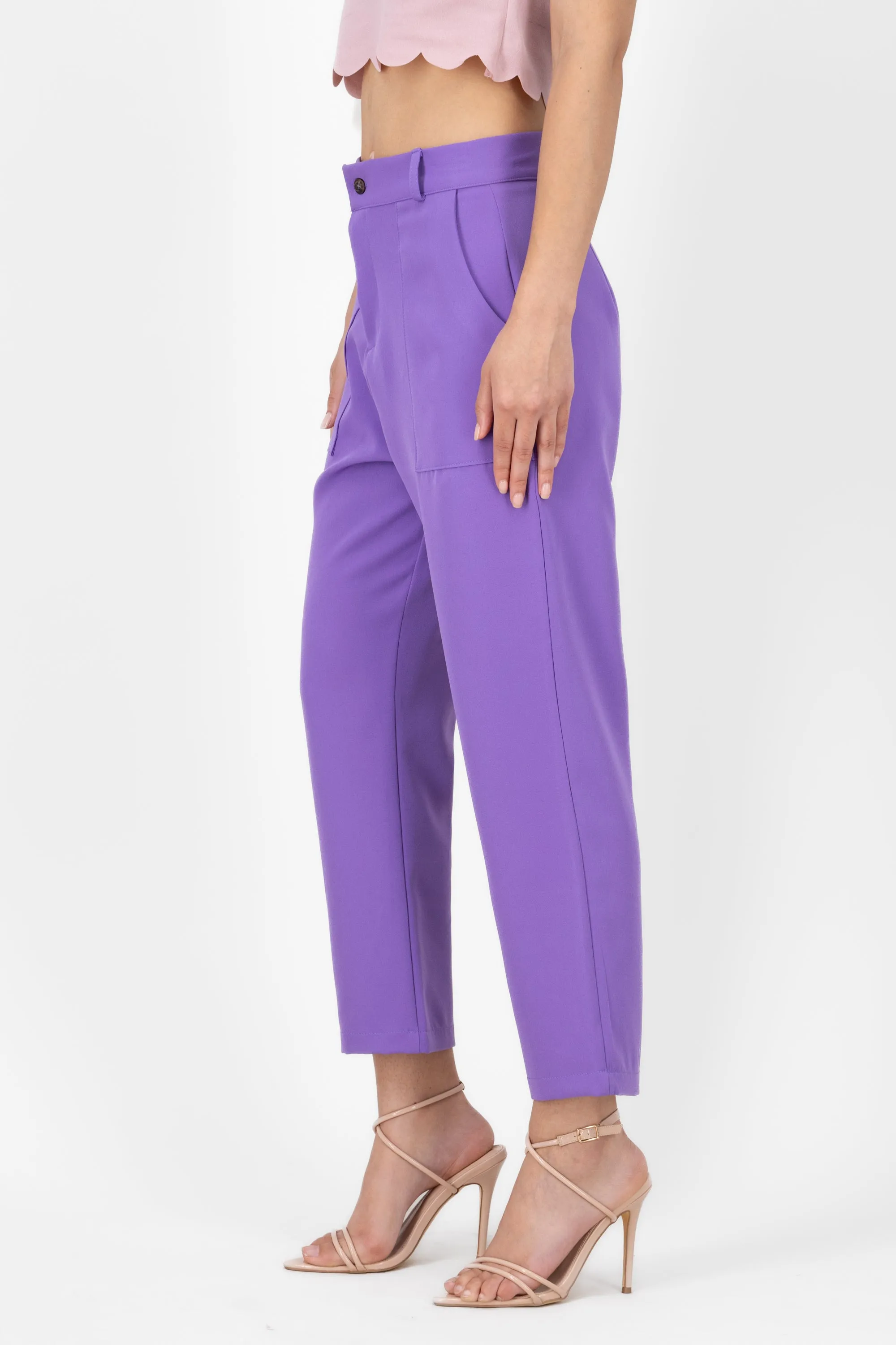 Pantalón Cintura Alta Capri Bolsas