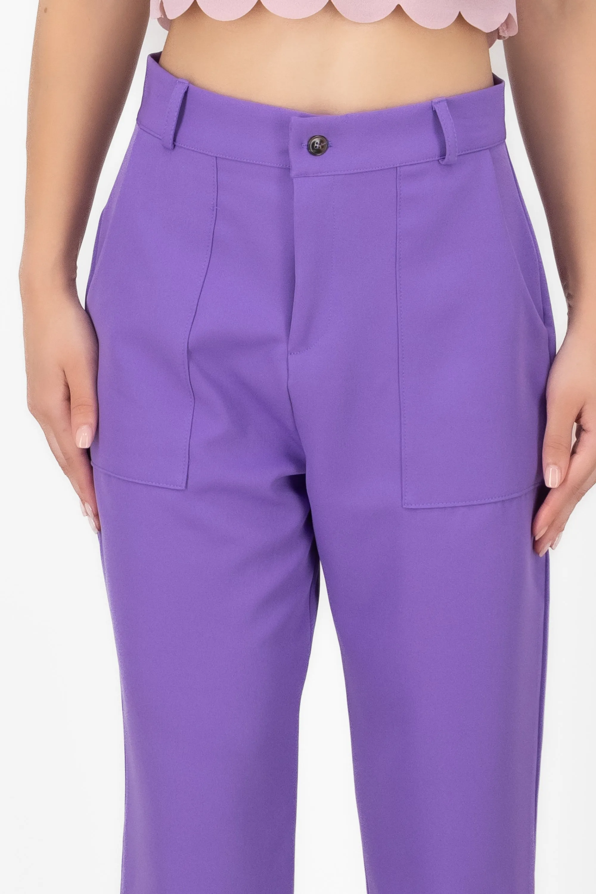 Pantalón Cintura Alta Capri Bolsas