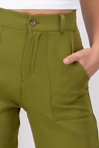 Pantalón Cintura Alta Capri Bolsas
