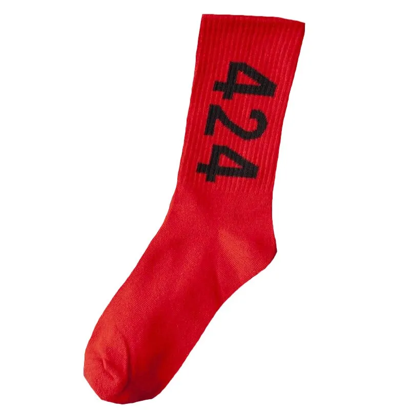 "424" Chaussettes Noires Montantes Streetwear - URB1™