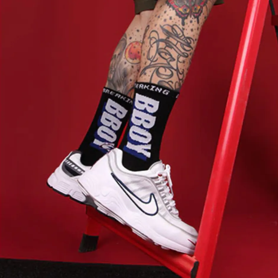 "BBOY" Chaussettes Montantes Imprimé Blanc Vert Noir - URB1™