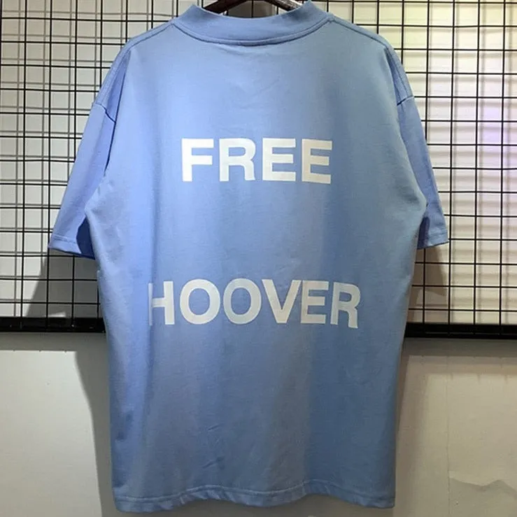 "FREE HOOVER" T-shirt Oversize Coupe large Bleu Ciel - URB1™