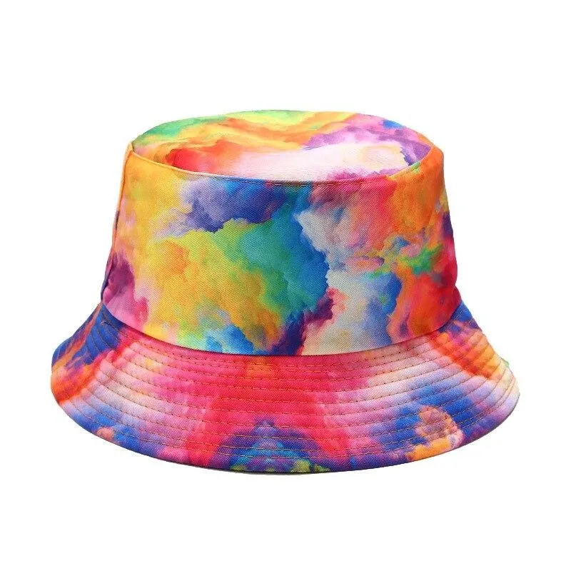 "TIE AND DYE" Chapeau Bob Imprimé Blanc Bleu - URB1™