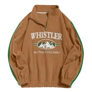 "WHISTLER" Sweat-shirt Polaire Col Camionneur Vintage Marron - URB1™