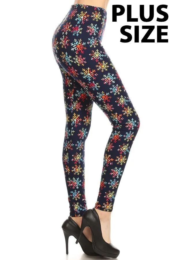 Rainbow Snowflakes Plus Size Leggings
