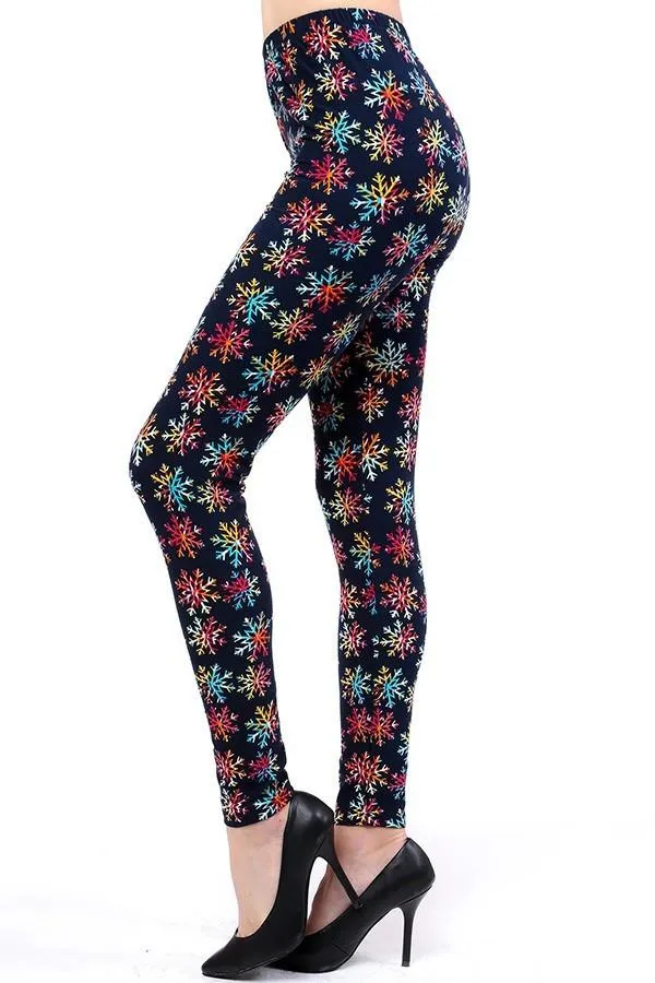 Rainbow Snowflakes Plus Size Leggings