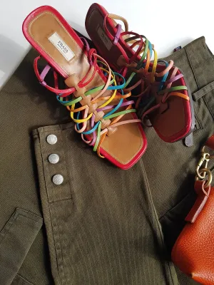 Ralph Lauren Vintage Capri Pants - Olive Green - Equestrian Chic - Metal Hardware & Leather Accents