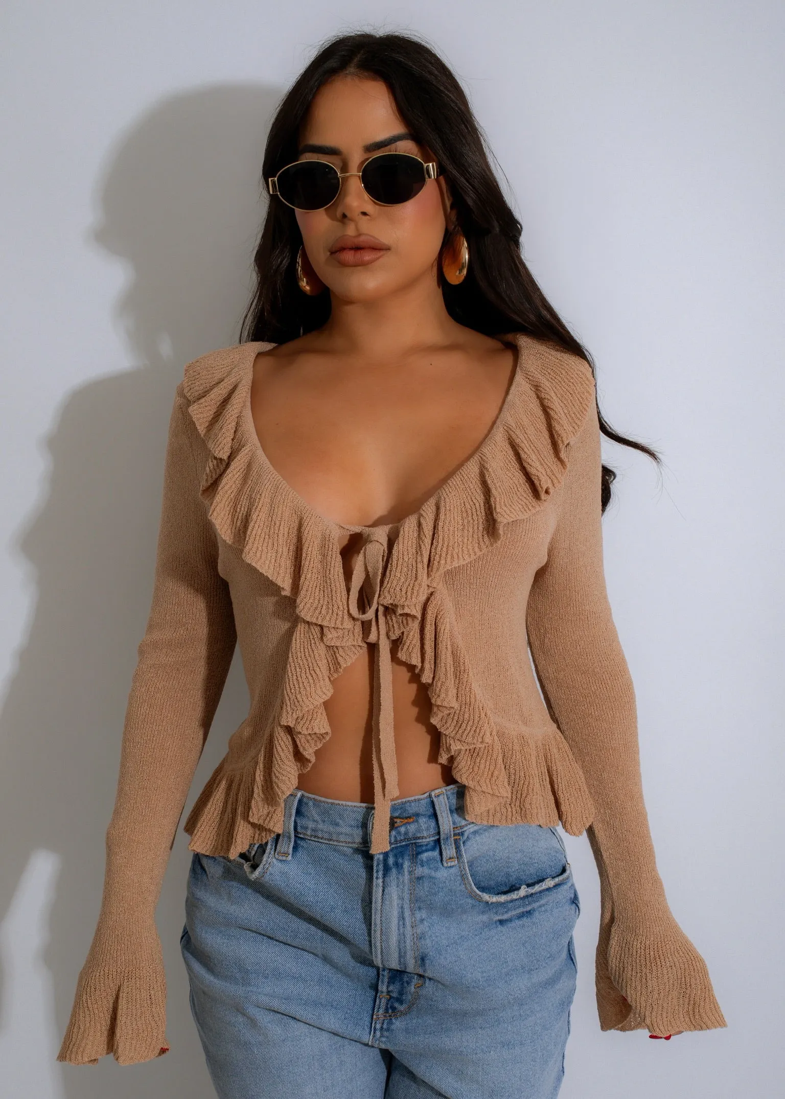 Sandy Ruffle Wrap Top Nude