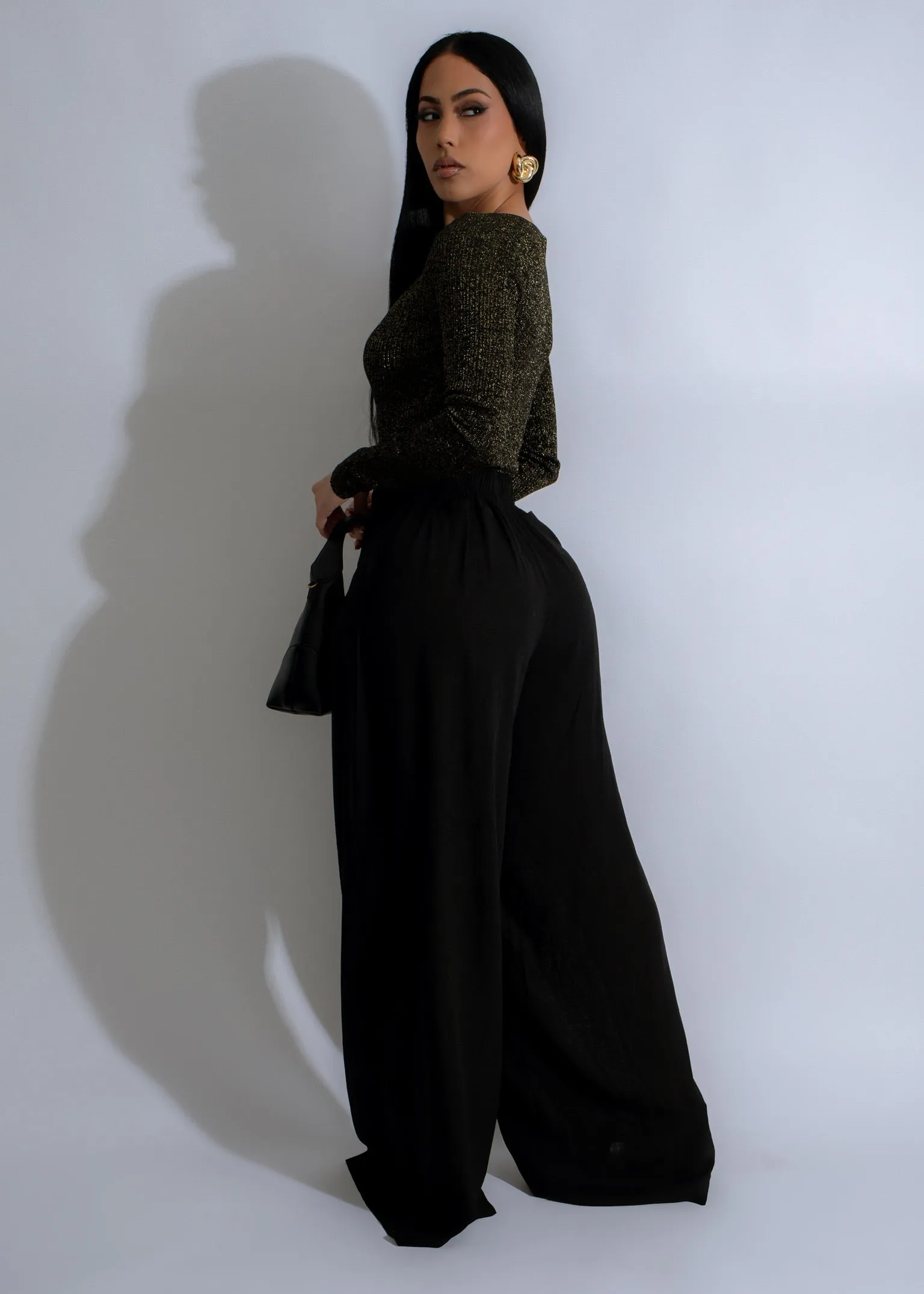 Serene Flow Ribbed Linen Pant Set Gold