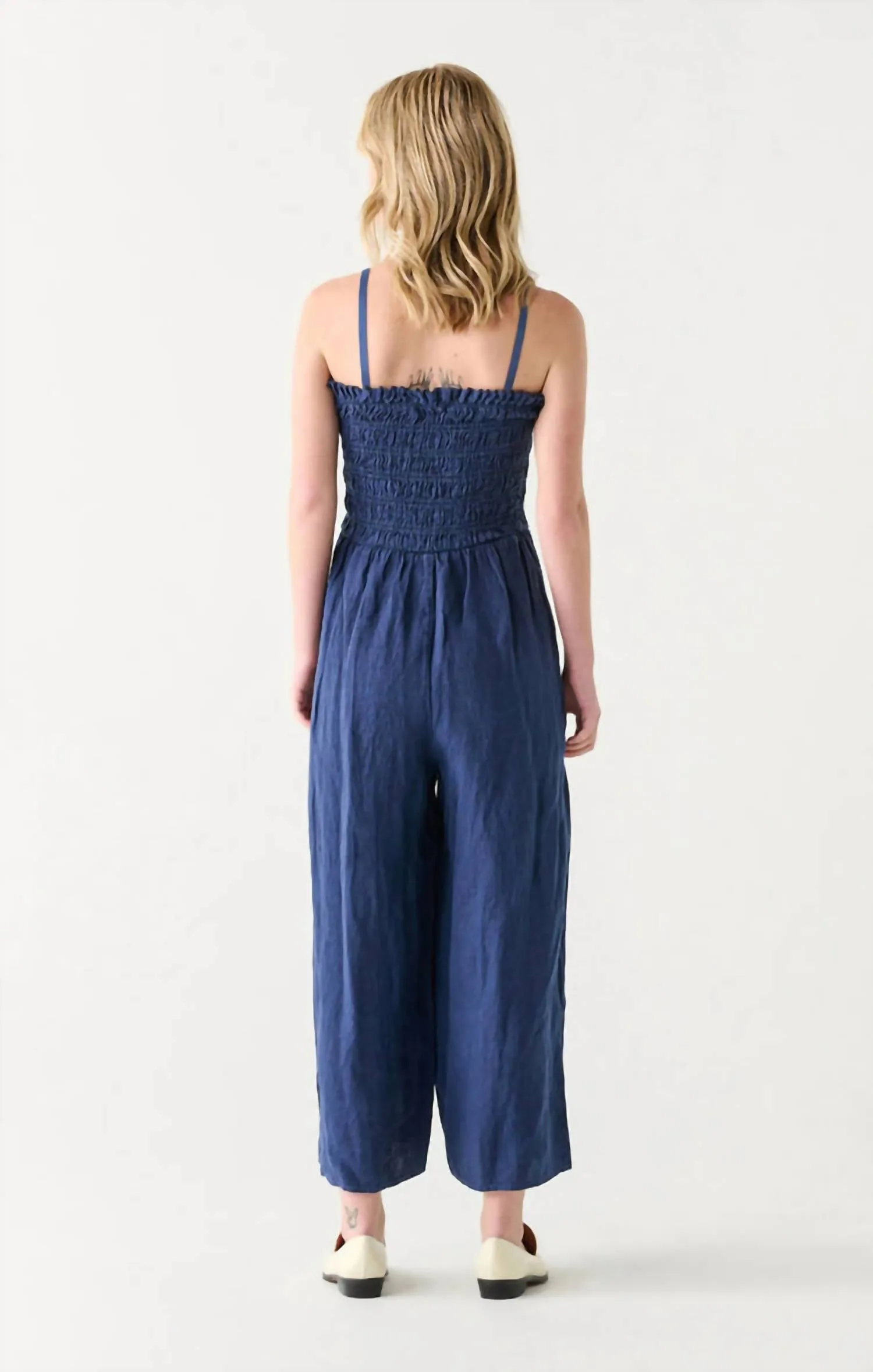 Smocked Jumpsuit In Navy