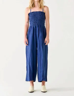 Smocked Jumpsuit In Navy
