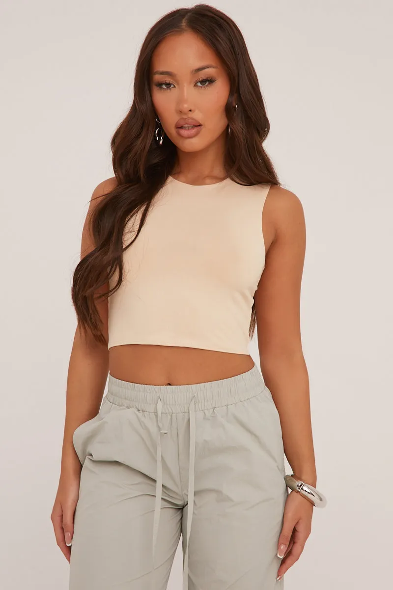 Stone Round Neck Cropped Top - Evelyn
