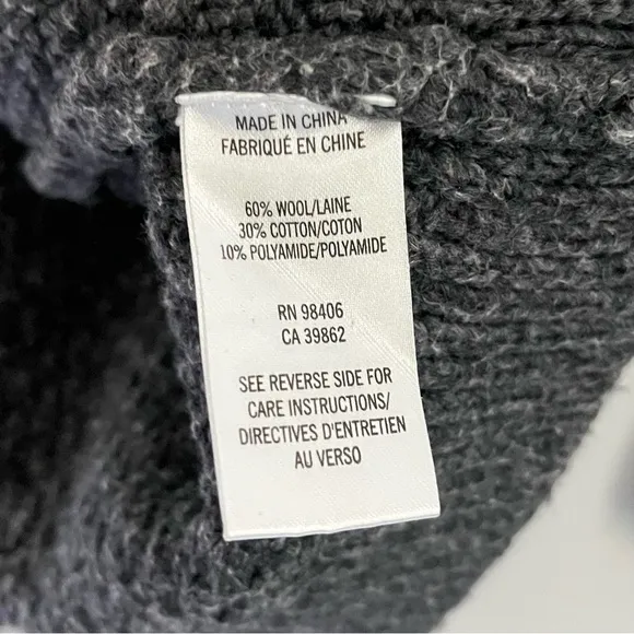 Theory Wool Women’s Open Front Pocket Sweater Cardigan in Dark Grey Size Small
