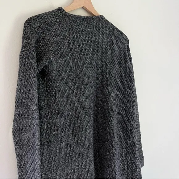 Theory Wool Women’s Open Front Pocket Sweater Cardigan in Dark Grey Size Small