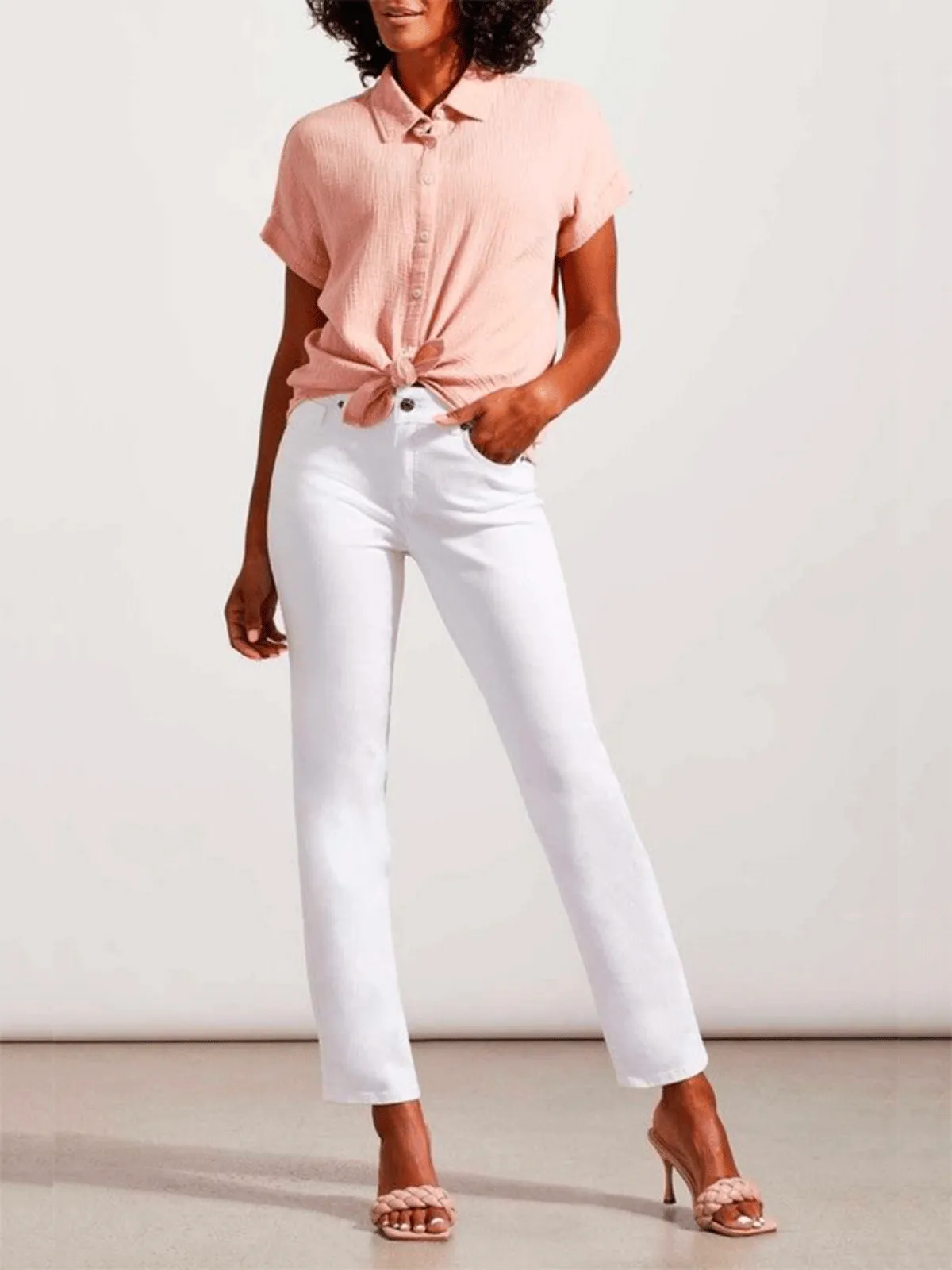 Tribal Fashion Sophia Straight Leg Curvy Jeans White