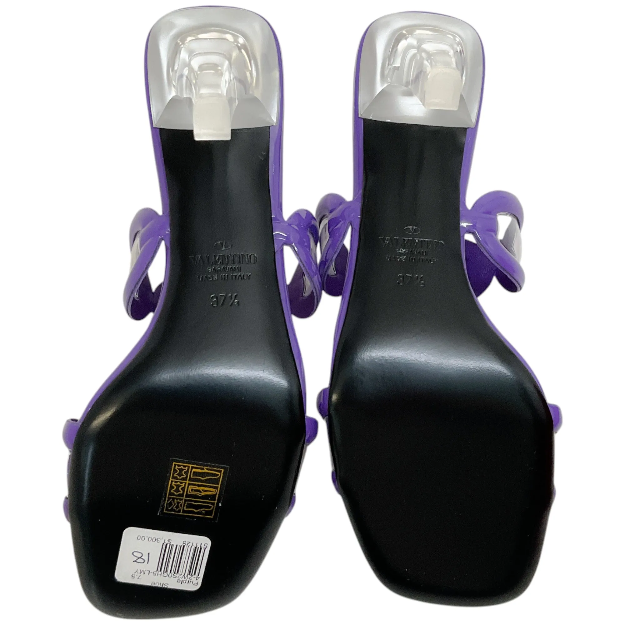 Valentino Purple Patent Leather Chain Open Toe Sandals