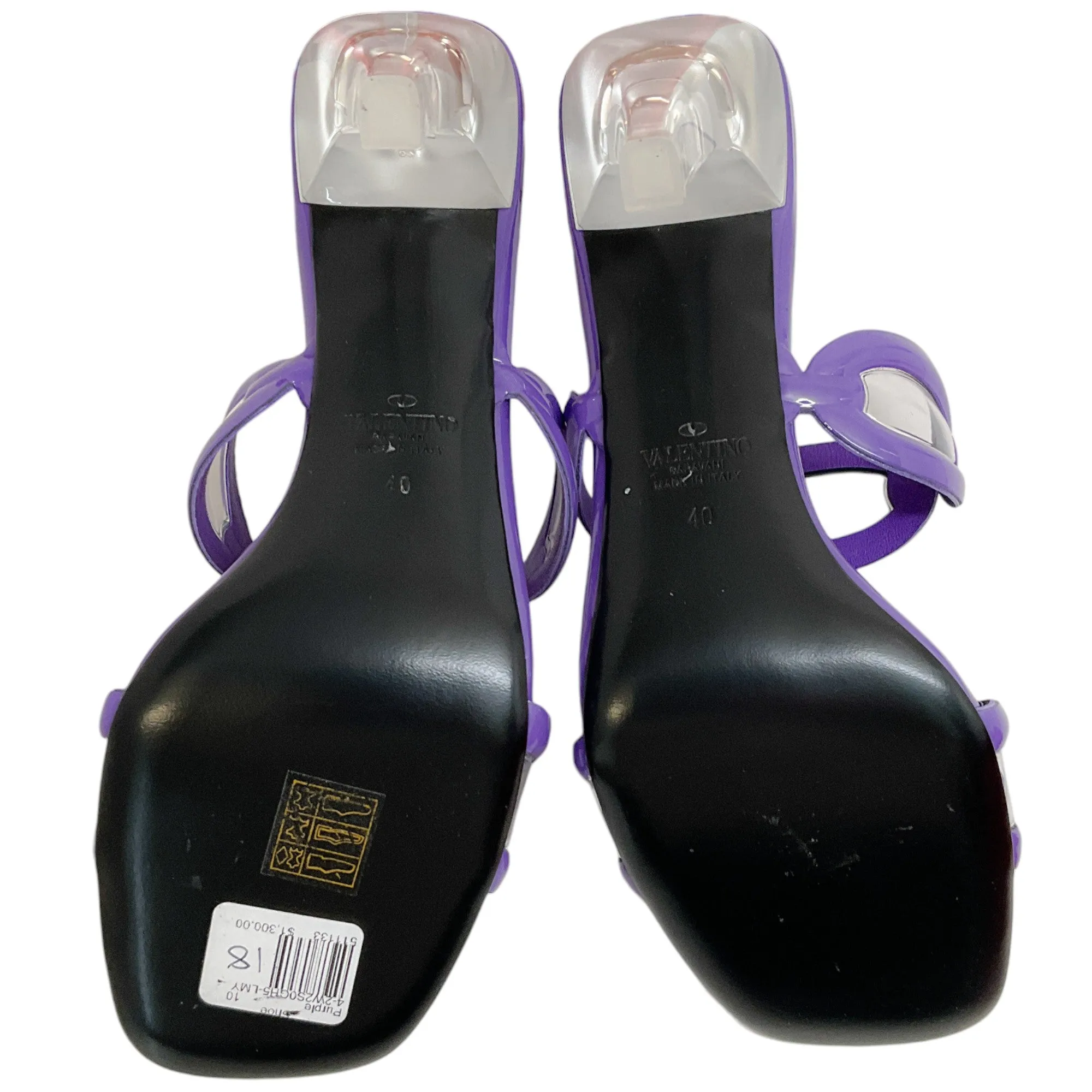 Valentino Purple Patent Leather Chain Open Toe Sandals