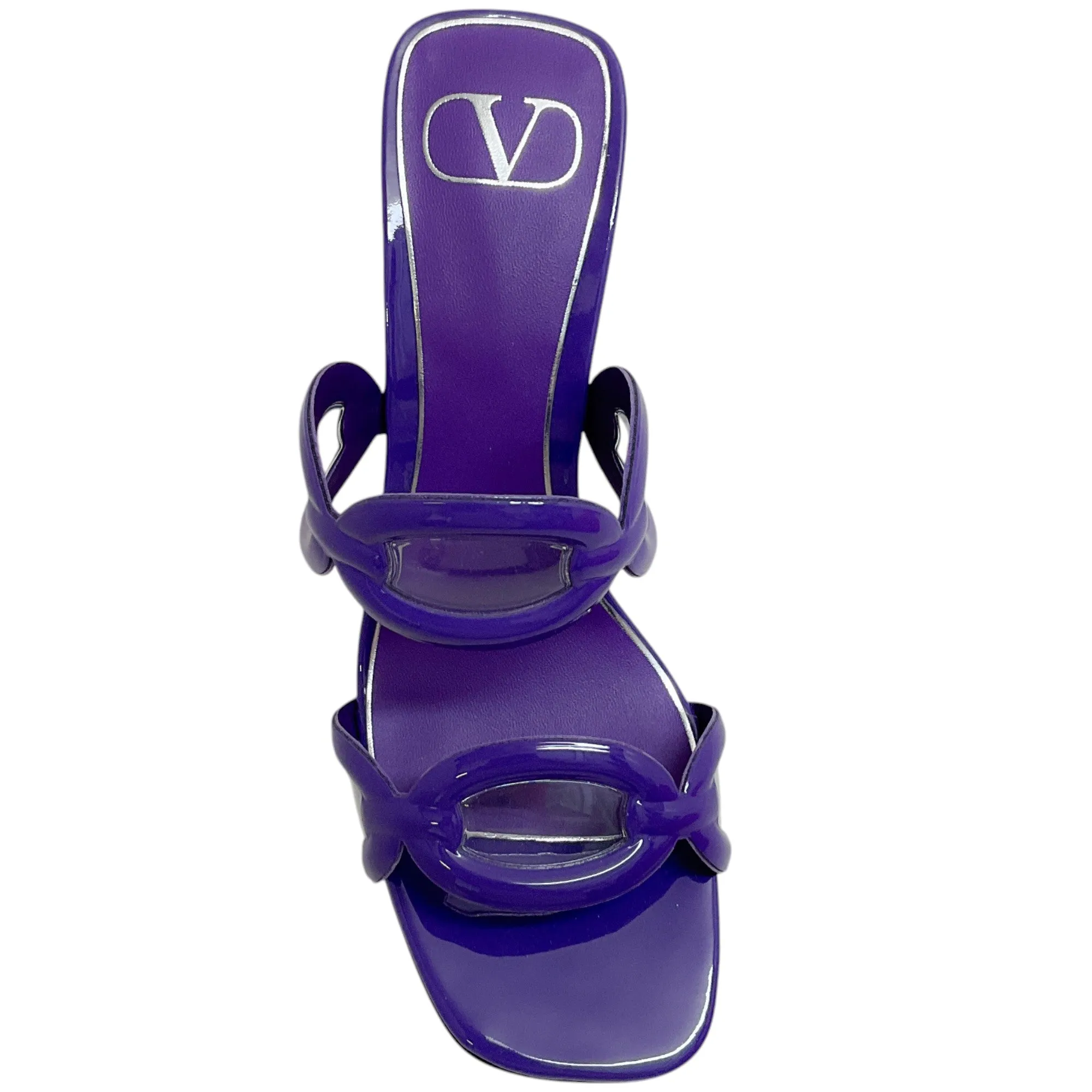 Valentino Purple Patent Leather Chain Open Toe Sandals