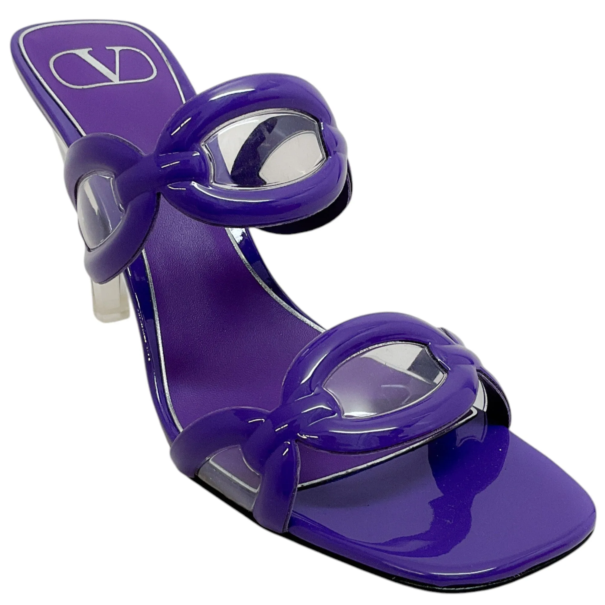 Valentino Purple Patent Leather Chain Open Toe Sandals