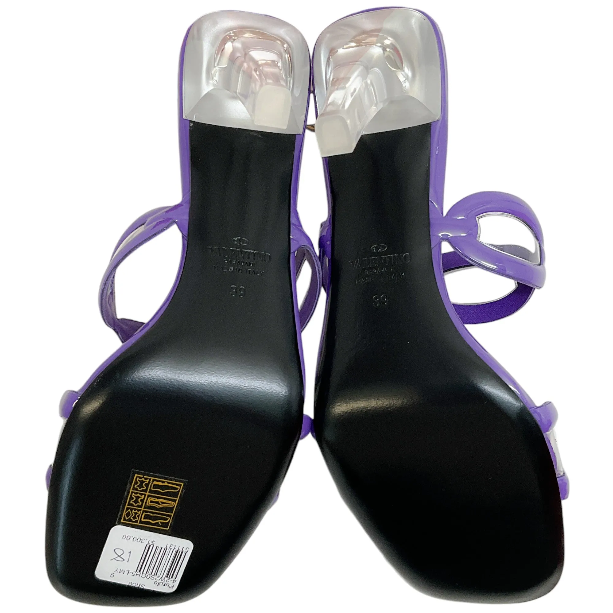 Valentino Purple Patent Leather Chain Open Toe Sandals