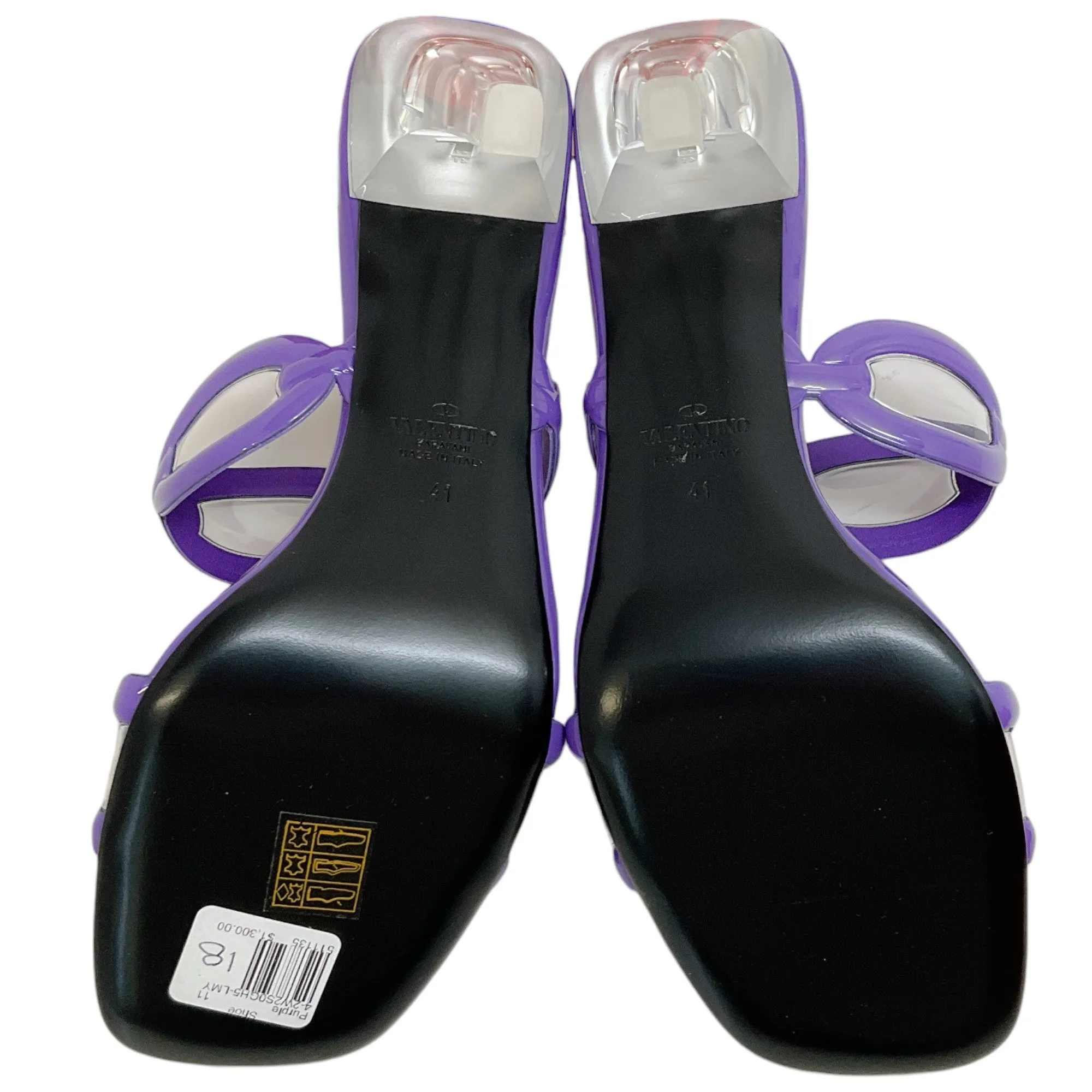 Valentino Purple Patent Leather Chain Open Toe Sandals