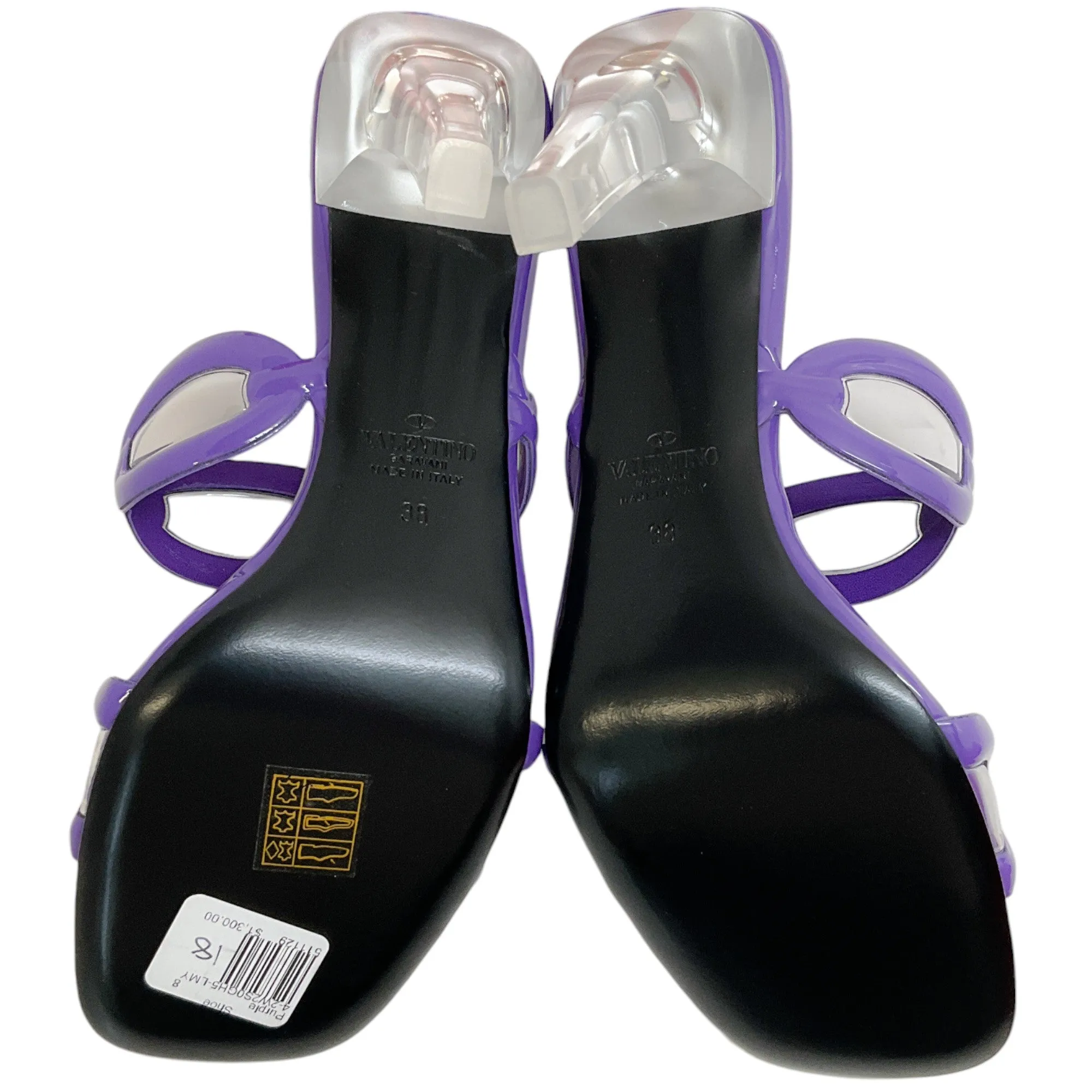Valentino Purple Patent Leather Chain Open Toe Sandals