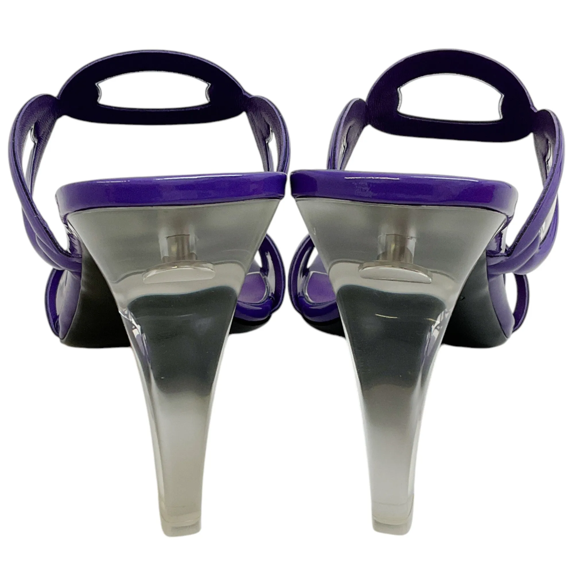 Valentino Purple Patent Leather Chain Open Toe Sandals