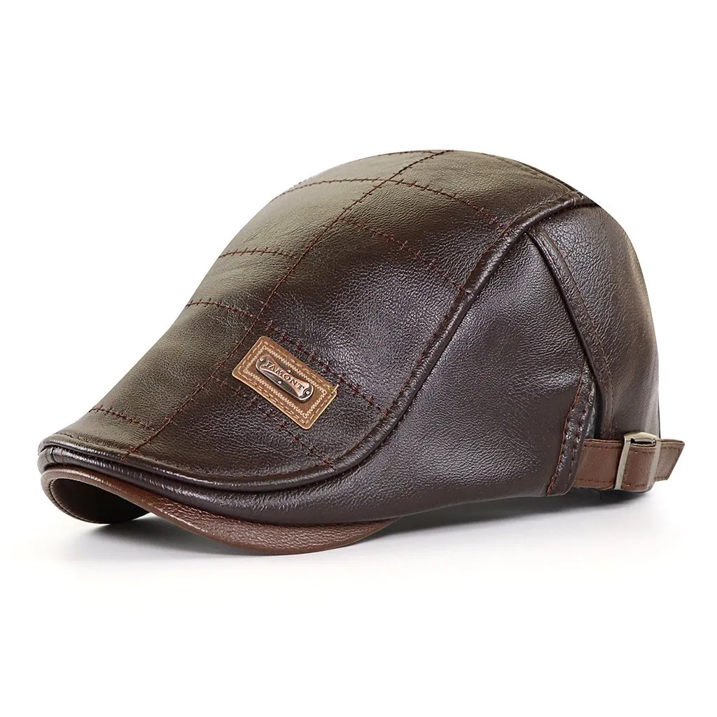 Winter and autumn warm PU flat hat