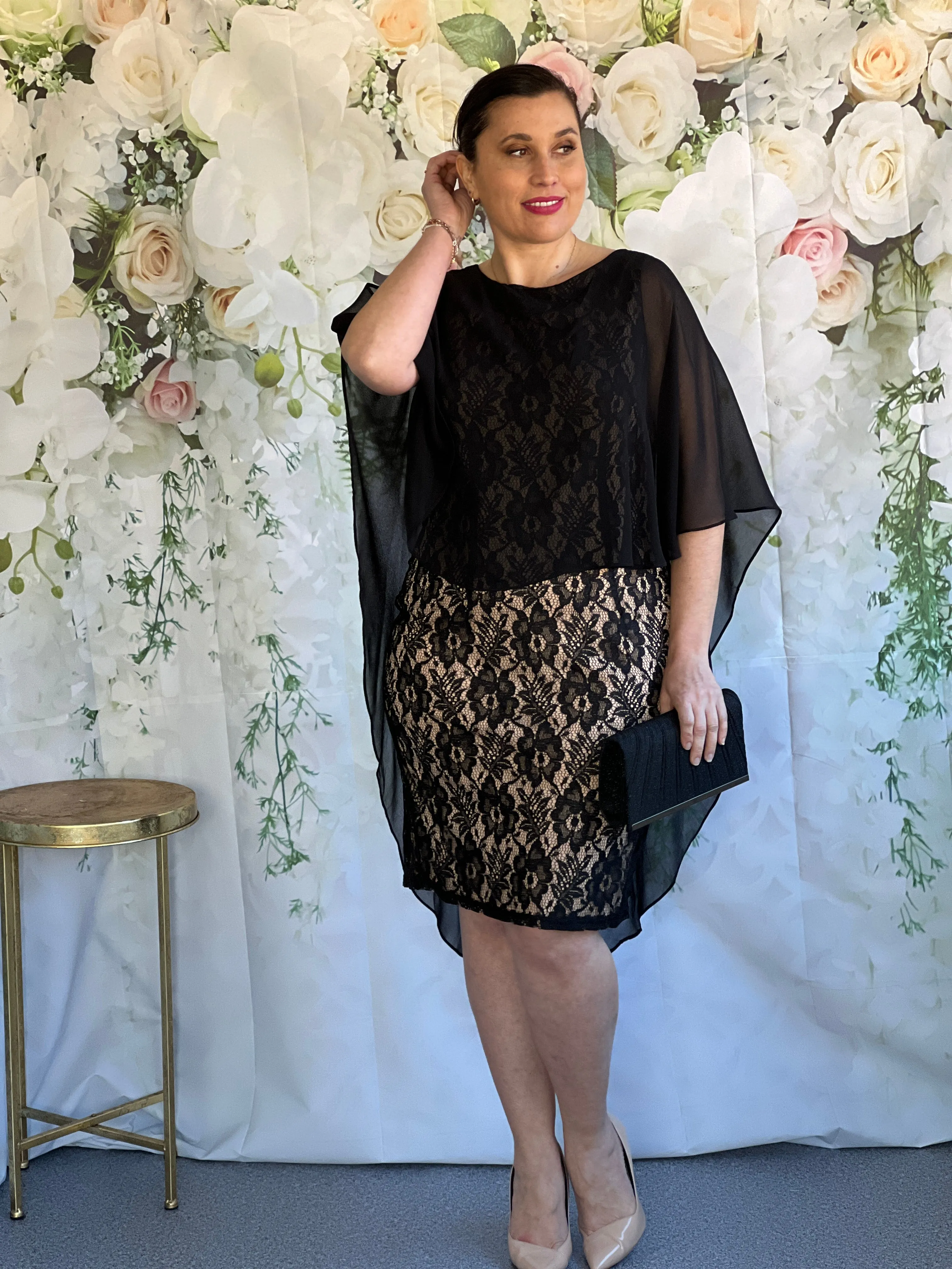Yoren Black Goddess Lace Evening Dress